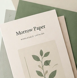 Fictional stationery products presented in a paper catalog